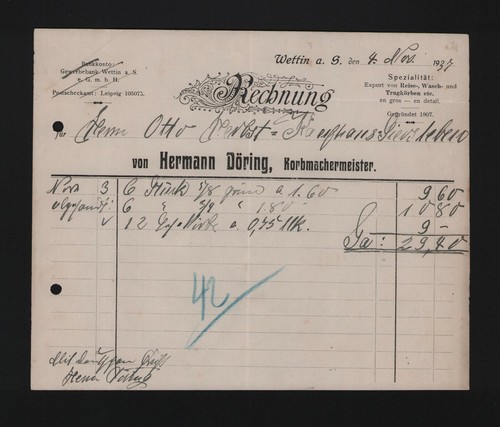 Wettin rechnung 1937 hermann - 1937,,
